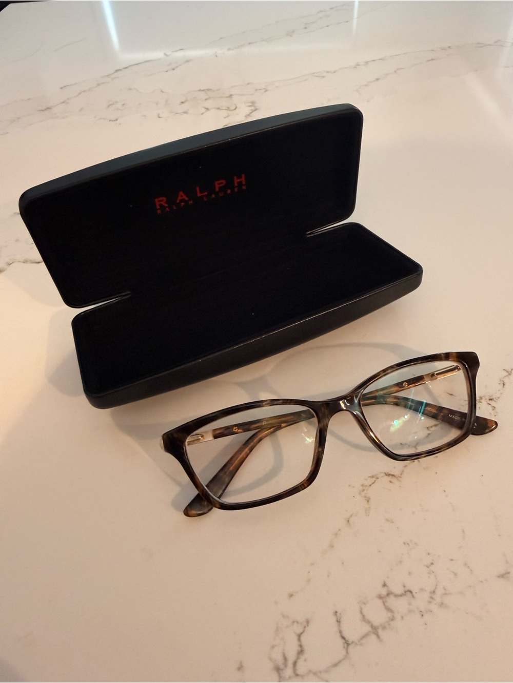Ralph Lauren Brown Tortoiseshell Rectangular Glasses